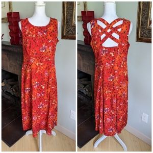 90s Y2K Womens M/L Sleeveless Floral Leopard Print Midi Criss-Cross Back 175